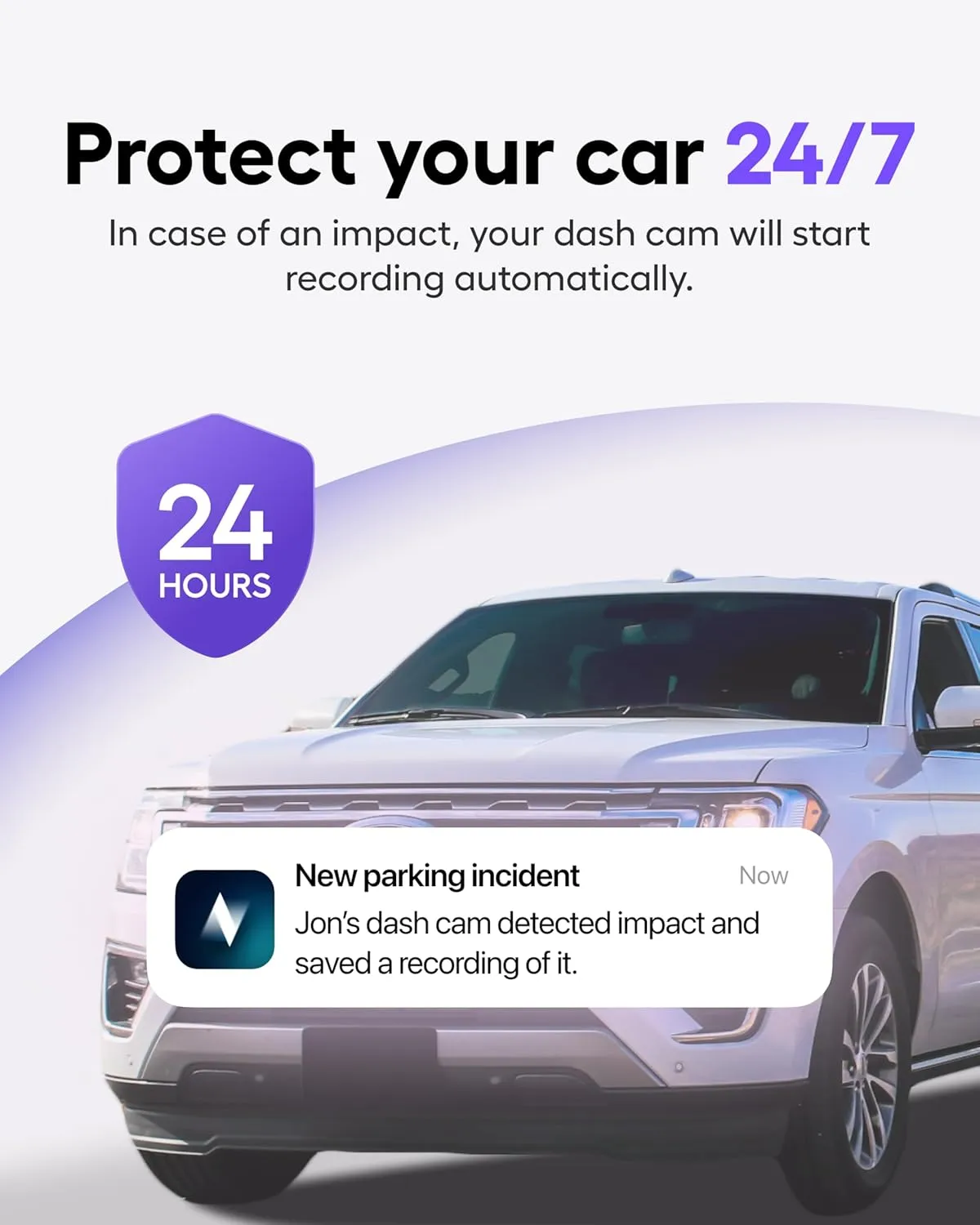 Nexar Beam GPS Dash Cam - Dash Camera for Cars with 32GB SD Card Included Unlimited Cloud Storage 24H Parking Mode Dash Cam for Cars. Wireless Car Camera with 1-Year Nexar Classic App Subscription