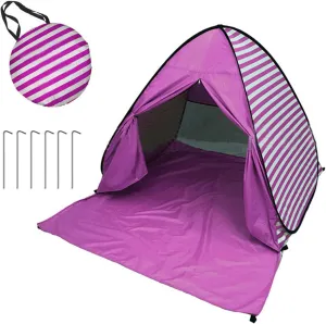 NIEH Camping Toilet Tent Pop Up Beach Privacy Tent 2-3 Person Automatic Beach Shelters Windproof Ventilated Portable Lightweight, Purple