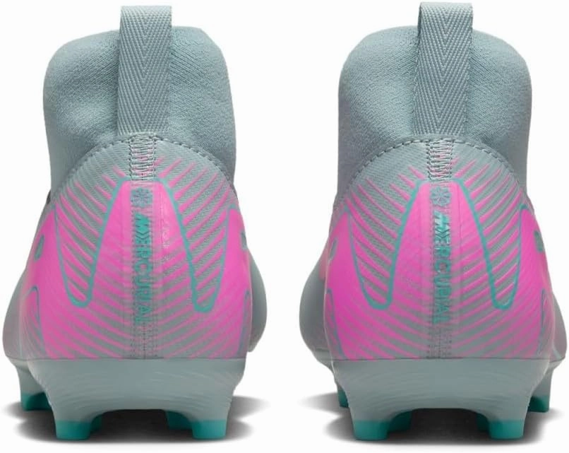 Nike Jr. Mercurial Superfly 10 Academy Little/Big Kids' MG High-Top Soccer Cleats (FQ8304-301, Ocean Cube/Pink Blast)