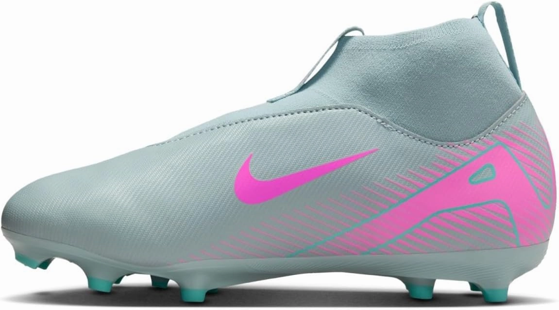 Nike Jr. Mercurial Superfly 10 Academy Little/Big Kids' MG High-Top Soccer Cleats (FQ8304-301, Ocean Cube/Pink Blast)
