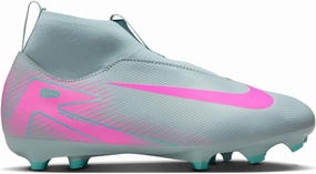 Nike Jr. Mercurial Superfly 10 Academy Little/Big Kids' MG High-Top Soccer Cleats (FQ8304-301, Ocean Cube/Pink Blast)
