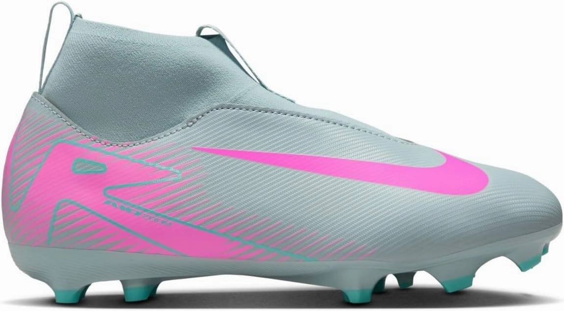 Nike Jr. Mercurial Superfly 10 Academy Little/Big Kids' MG High-Top Soccer Cleats (FQ8304-301, Ocean Cube/Pink Blast)