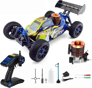 Nitro RC Racing Car, 1:10 Scale 4WD Two Speed Off Road Buggy, Oil Powered Remote Control All-Terrain RC Truck, 26cxp Engine, 65KM/H High Speed for Adult Boy Gift