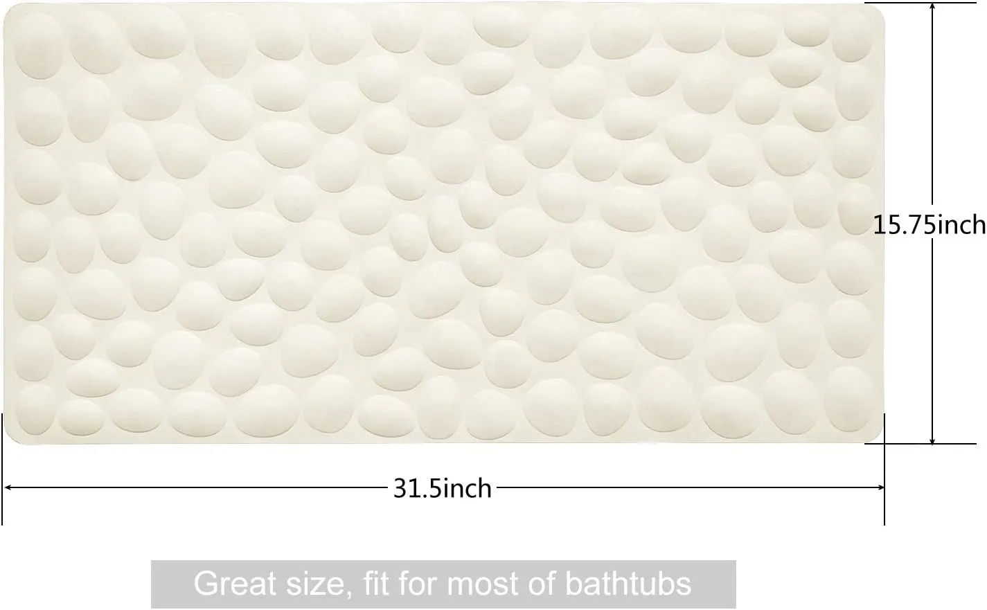Non-Slip Bathtub Mat OTHWAY Soft Rubber Bathroom Bathmat with Strong Suction Cups (Beige)