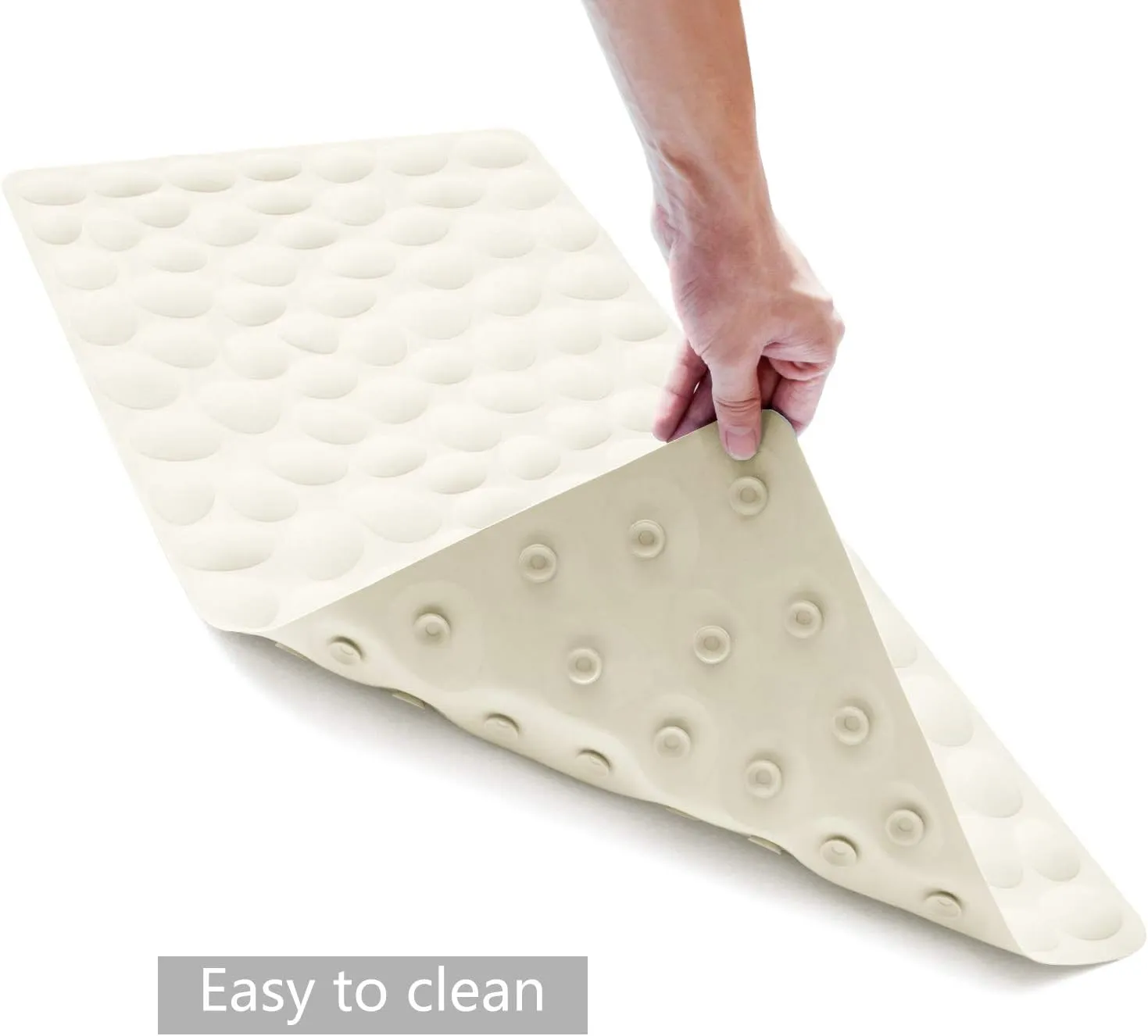 Non-Slip Bathtub Mat OTHWAY Soft Rubber Bathroom Bathmat with Strong Suction Cups (Beige)