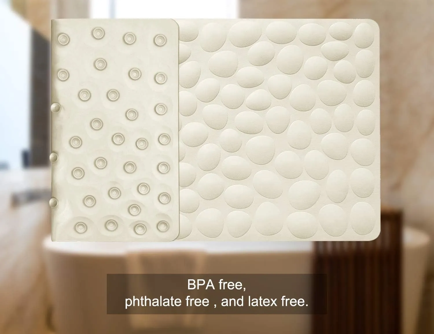 Non-Slip Bathtub Mat OTHWAY Soft Rubber Bathroom Bathmat with Strong Suction Cups (Beige)