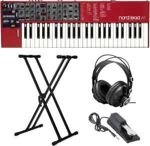 Nord Lead A1 49-Key Analog Modeling Synthesizer Bundle with Keyboard Stand, Headphones and Sustain Pedal (4 Items)