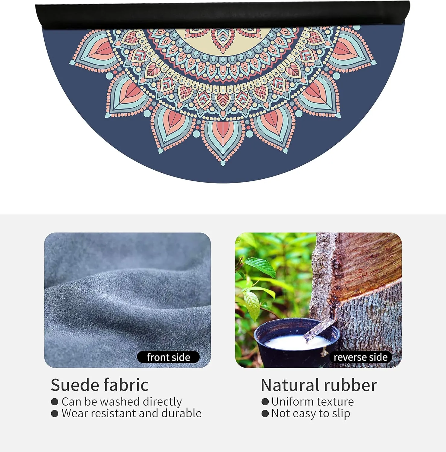 nuveti Large Meditation Mat Round Yoga Mat Pilates Yoga Mat 3.5mm Thick Natural Tree Rubber Base Non Slip, Extra Thick Grip. Thicker, Longer, and Wider for More Comfort and Support（55''x55''）