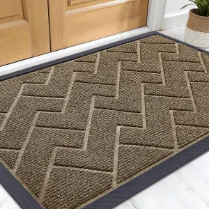 OLANLY Front Door Mat Indoor Outdoor Entrance, Waterproof All-Season, All-Weather Welcome Doormat, Sturdy Natural Rubber, Low Profile, Easy Clean Patio Porch Entryway Outside Floor Mat, 36x24, Brown
