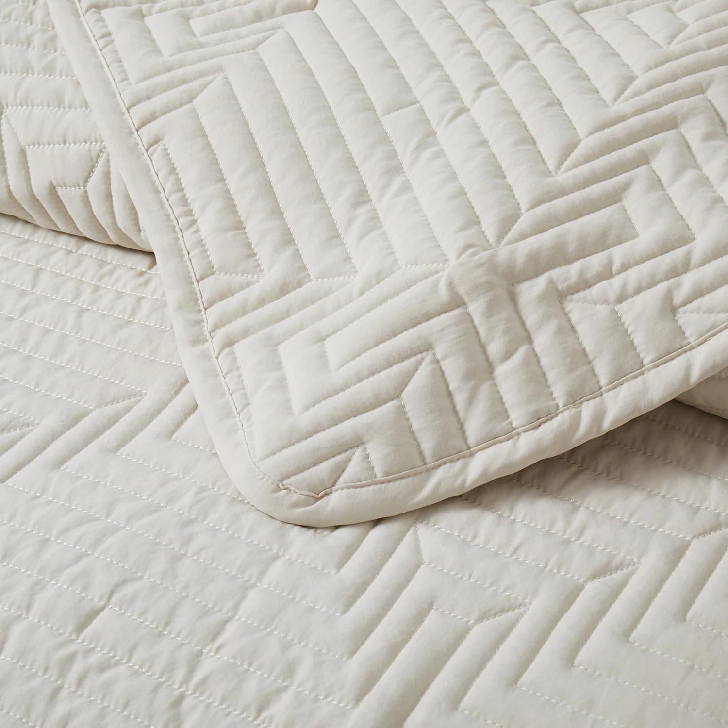 Oli Anderson Queen Size Quilts Comforter Sets with 2 Pillow Shams, Lightweight Bedspread Coverlet with Basket Weave Pattern, Quilted Blanket Thin Comforter Bed Cover Set for All Seasons, Beige