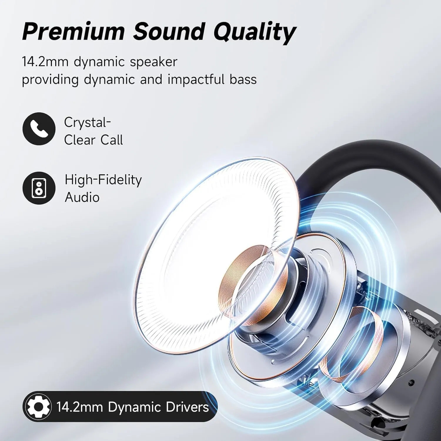 Open Ear Bone Conduction Headphones,Intelligent Touch Screen Bluetooth 5.4 Headphones, Over The Ear Earbuds with Earhooks Sport Headsets IPX7 Waterproof Earphones for Running Workout