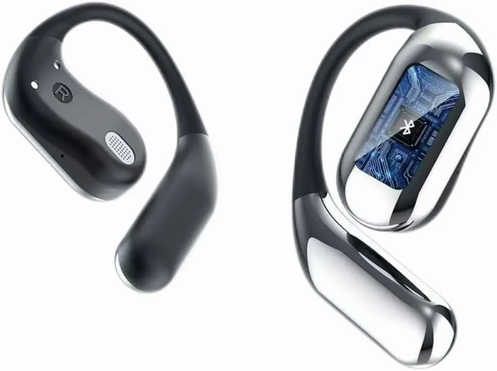 Open Ear Bone Conduction Headphones,Intelligent Touch Screen Bluetooth 5.4 Headphones, Over The Ear Earbuds with Earhooks Sport Headsets IPX7 Waterproof Earphones for Running Workout