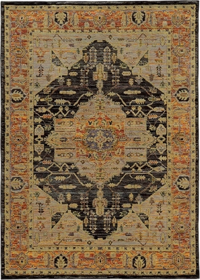 Oriental Weavers Andorra Area Rug - 7138B - 1'10" x 3'2" - in Gold/Brown - Vintage Inspired, Stain Resistant, Family and Pet Friendly, Entryway, Bathroom Accent Rug