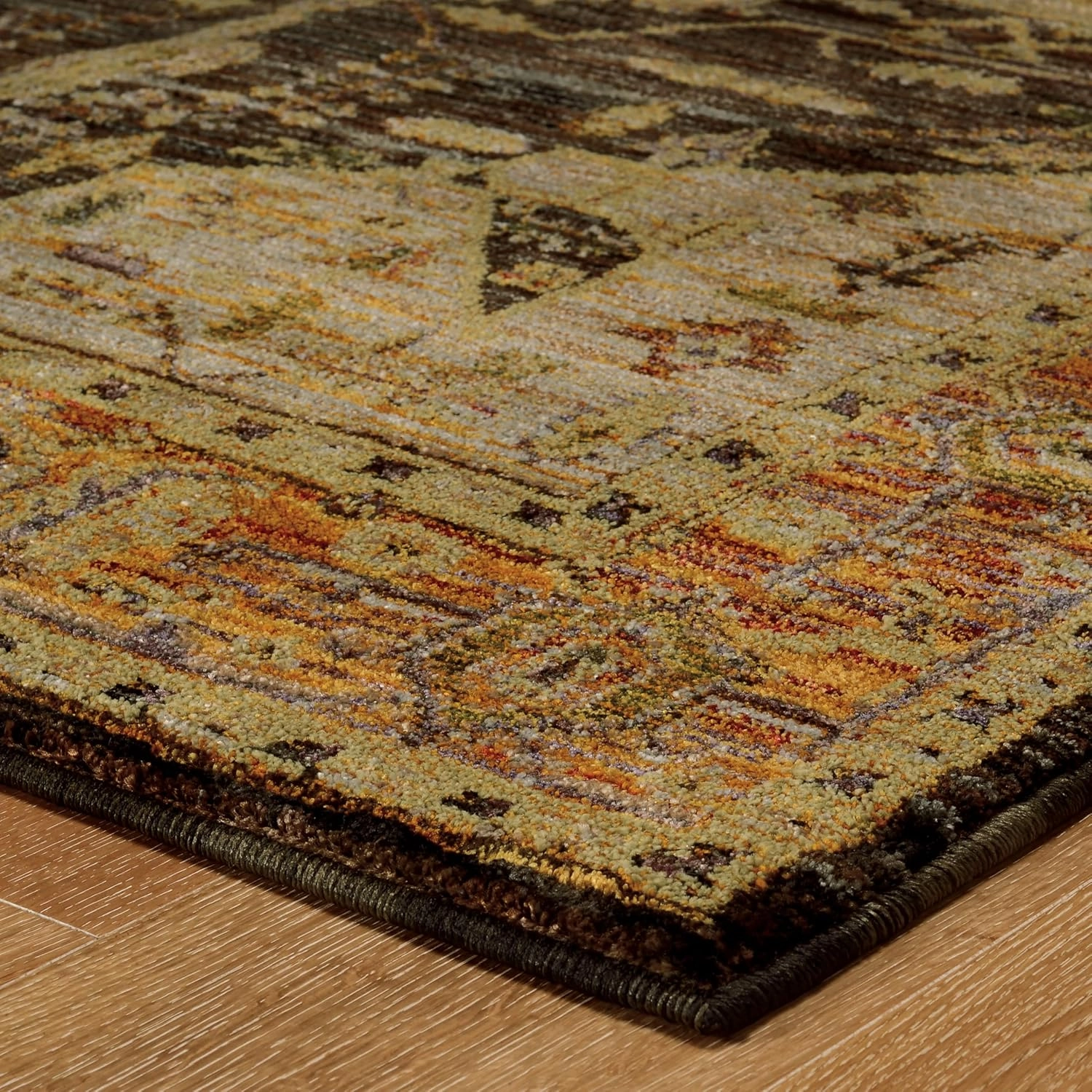 Oriental Weavers Andorra Area Rug - 7138B - 1'10" x 3'2" - in Gold/Brown - Vintage Inspired, Stain Resistant, Family and Pet Friendly, Entryway, Bathroom Accent Rug