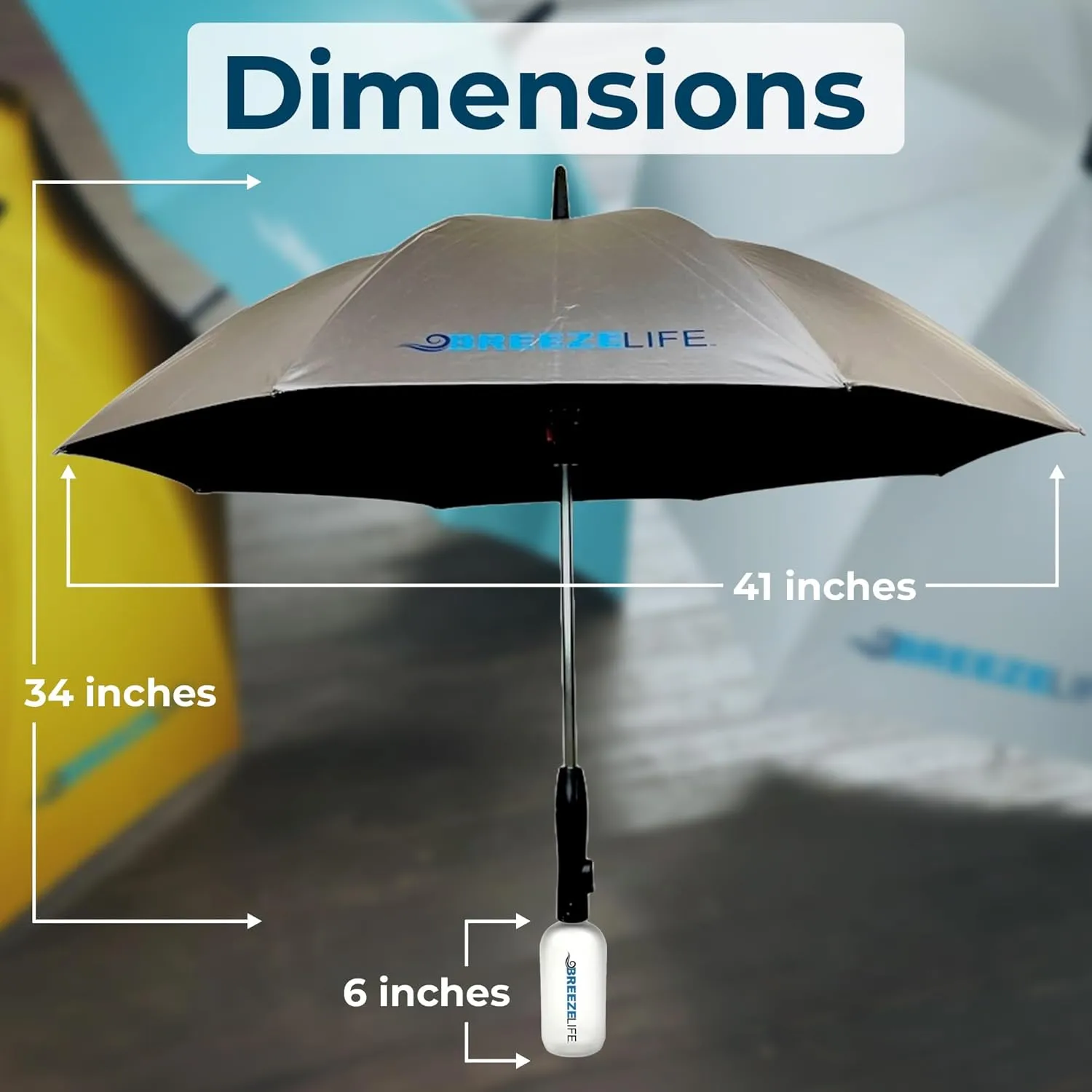 Original Mister Breeze, Sun Umbrella with Fan and Mister, Umbrella Mister with Built-in Fan for Festivals, Beach and More, Blocks Harmful Sun Rays, Mist bottle included, Silver