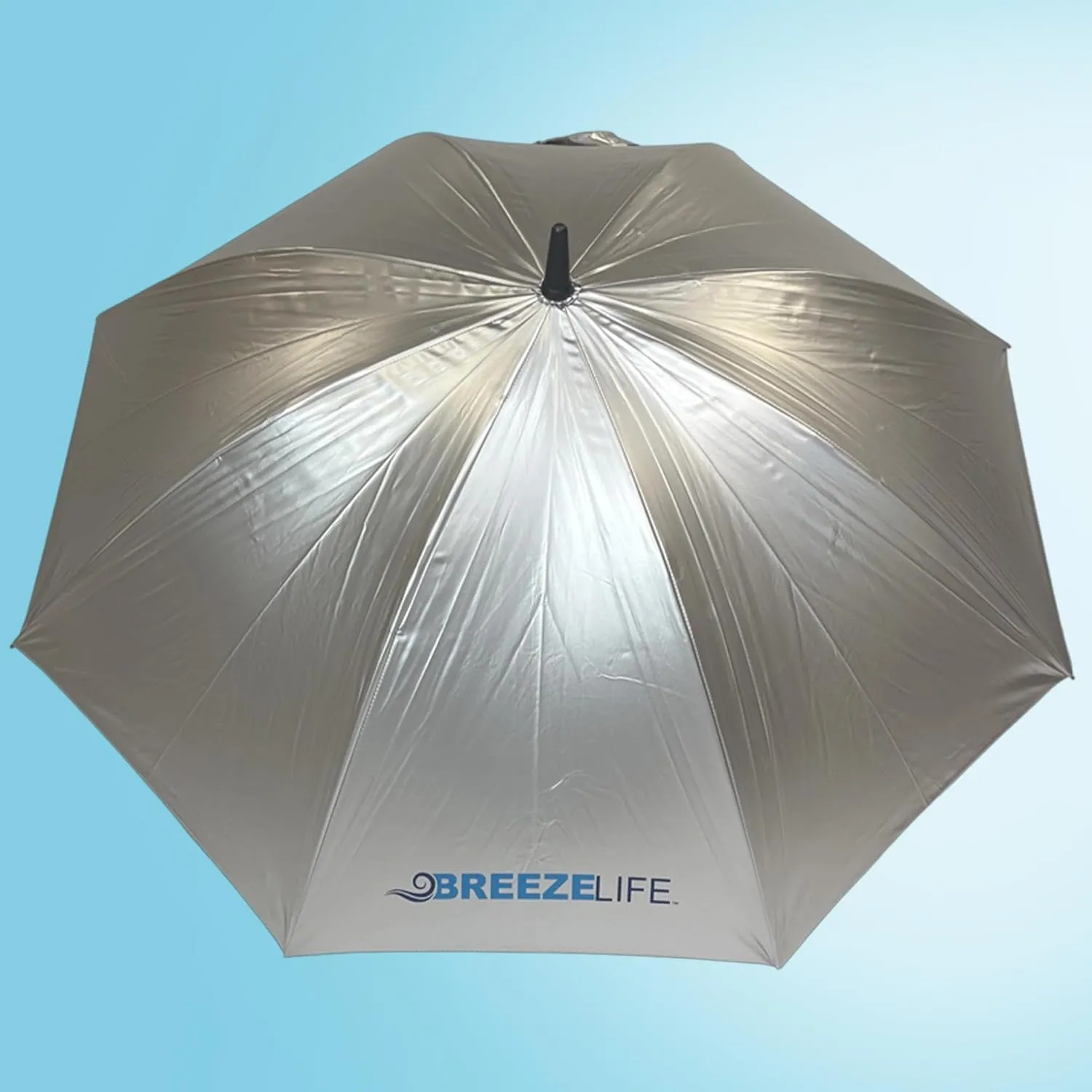 Original Mister Breeze, Sun Umbrella with Fan and Mister, Umbrella Mister with Built-in Fan for Festivals, Beach and More, Blocks Harmful Sun Rays, Mist bottle included, Silver