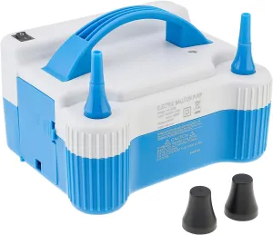 OriGlam Portable Dual Nozzle Blue White 110V 700W Electric Balloon Blower Pump, Electric Household Balloon Inflator Air Pump Blower for Birthday, Wedding Decoration