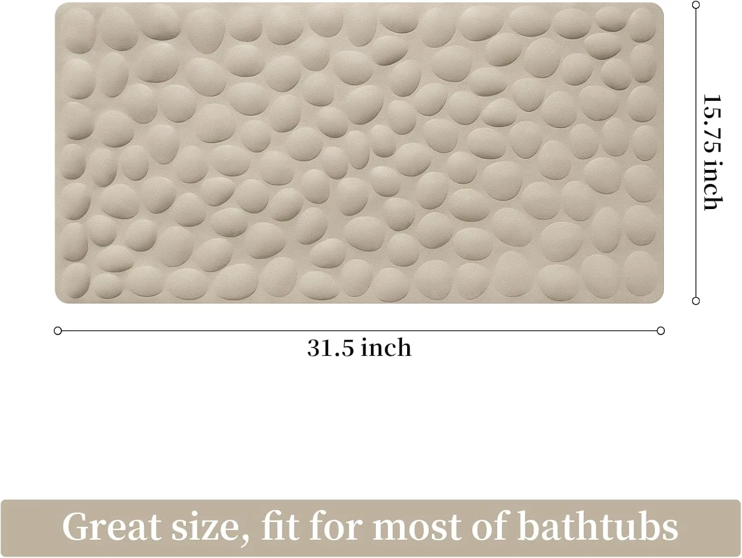 OTHWAY Bathtub Mat Non Slip, Rubber Bath Mat for Kids for Baby, 16x31.5 inch Large Bath Mats for Bathroom Tub with Strong Suction Cups (Brown)