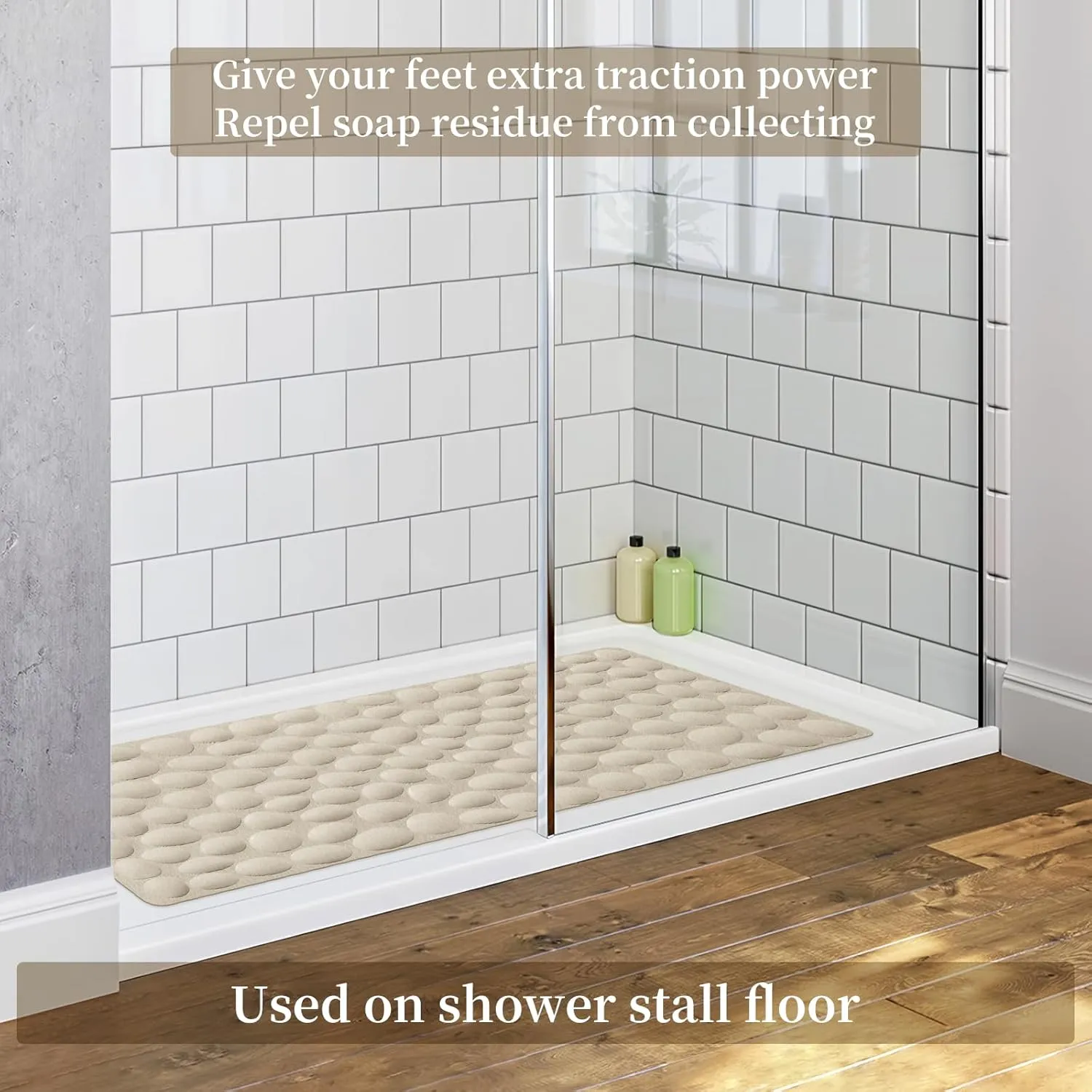 OTHWAY Bathtub Mat Non Slip, Rubber Bath Mat for Kids for Baby, 16x31.5 inch Large Bath Mats for Bathroom Tub with Strong Suction Cups (Brown)