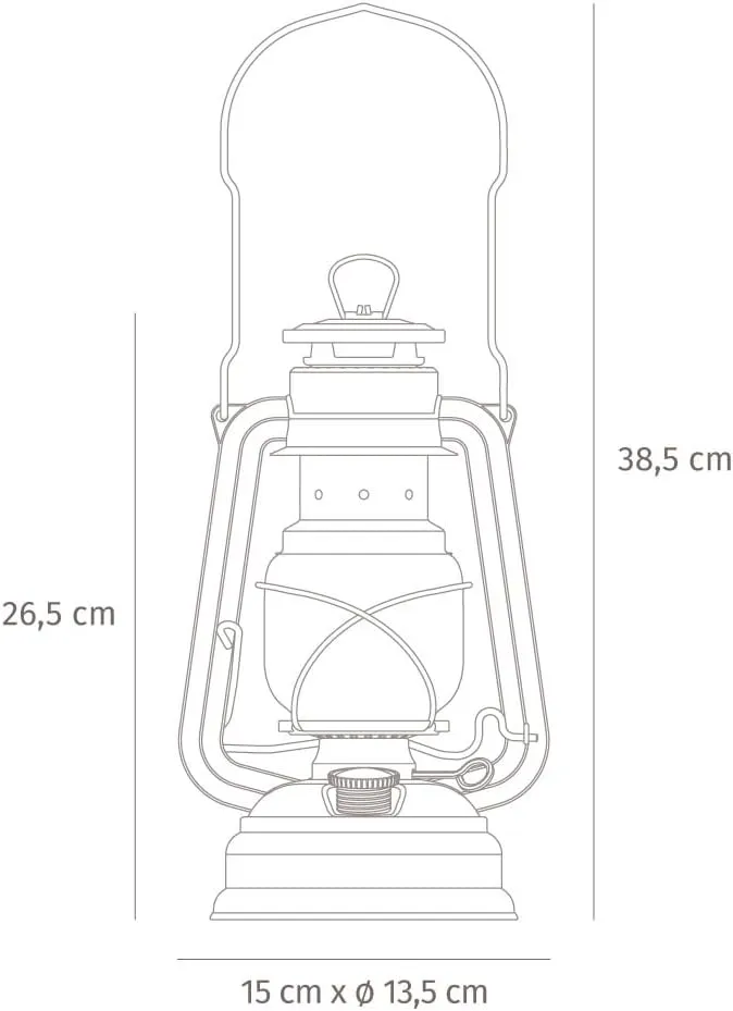 Outdoor Kerosene Fuel Lantern, German Made Weather Resistant Baby Special 276 Galvanized Hurricane Lamp for Camping or Patio, 10 Inches, Unpainted