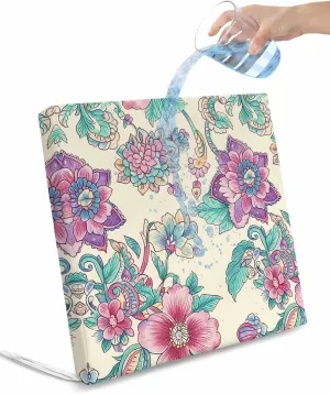 Outdoor Waterproof Cushion Covers Pastoral Watercolor Flowers Replacement Stretch Seat Slipcover for Patio, Classic Retro Floral Chair Couch Sofa Covers Furniture Protector Set of 2,22x20IN