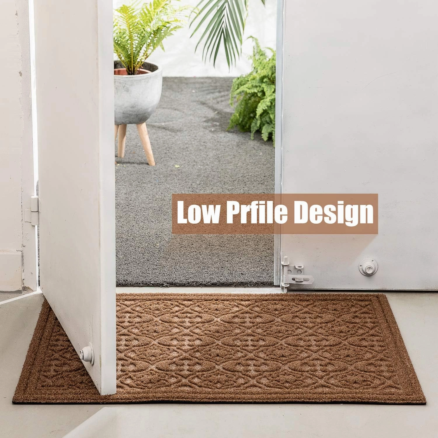 Outdoor Door Mat for Front Door 36 x 59 inch Welcome Debris Mud Trapper Outside Rubber Floor Mat Rug Large Extra Thick Textured Outdoor Mat for Entryway Frontgate Waterproof Brown