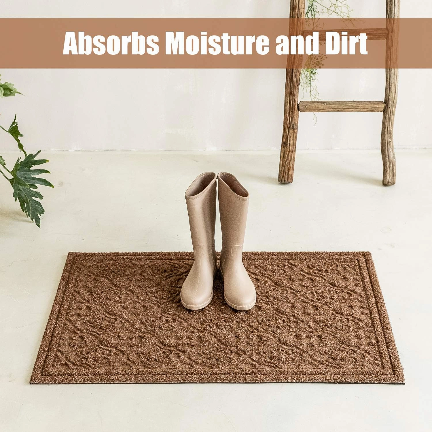 Outdoor Door Mat for Front Door 36 x 59 inch Welcome Debris Mud Trapper Outside Rubber Floor Mat Rug Large Extra Thick Textured Outdoor Mat for Entryway Frontgate Waterproof Brown