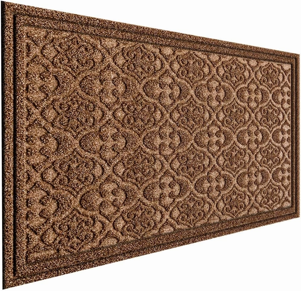 Outdoor Door Mat for Front Door 36 x 59 inch Welcome Debris Mud Trapper Outside Rubber Floor Mat Rug Large Extra Thick Textured Outdoor Mat for Entryway Frontgate Waterproof Brown