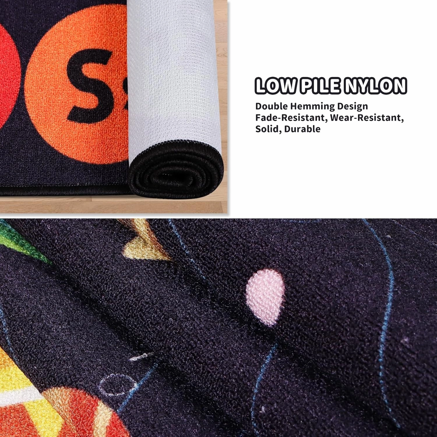 Outer Space Kids Rug Carpet for Playroom, ABC Educational Learning Area Rug, Non-Slip Solar System Road Play Play Rug for Kids Bedrooms, Classroom, Nursery Room Decor (Black, 59X39.4 INCH)