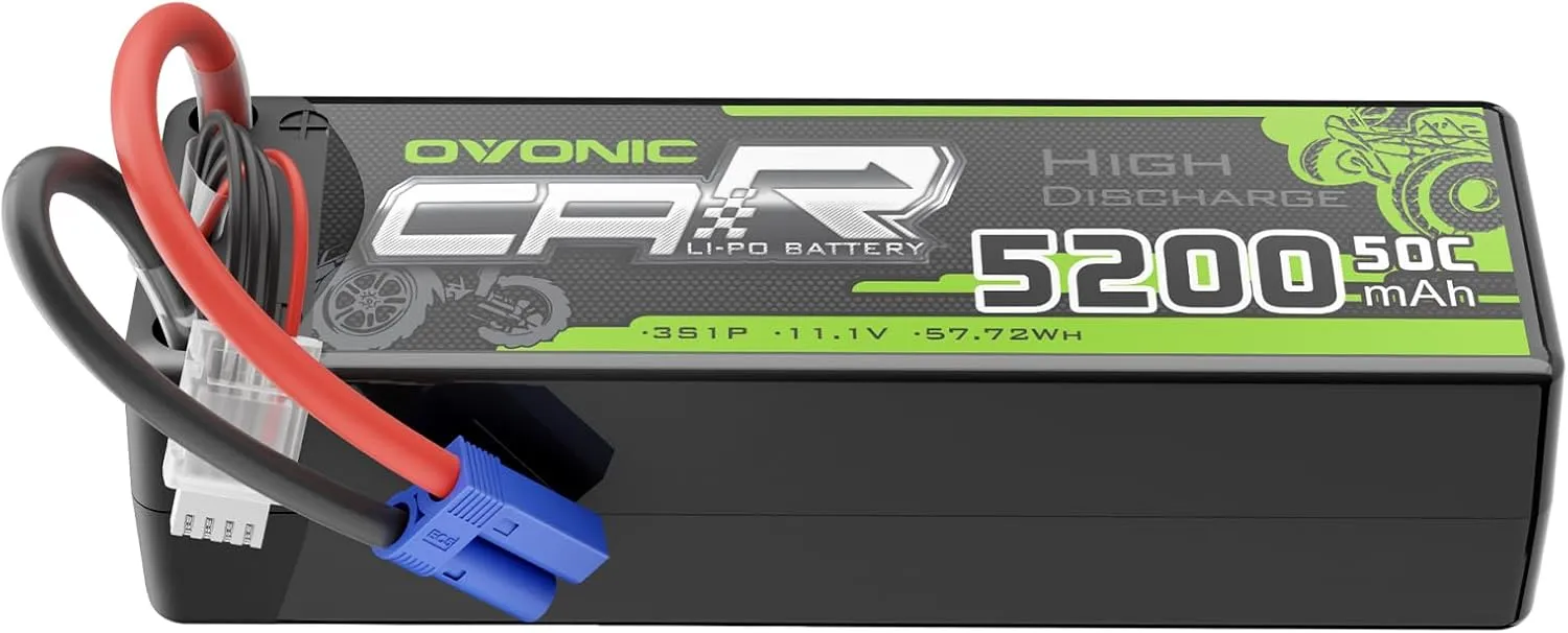 OVONIC 3S Lipo Battery 50C 5200mAh 11.1V Lipo Battery with EC5 Connector for Arrma 1/5 1/8 1/10 RC Car and Truck