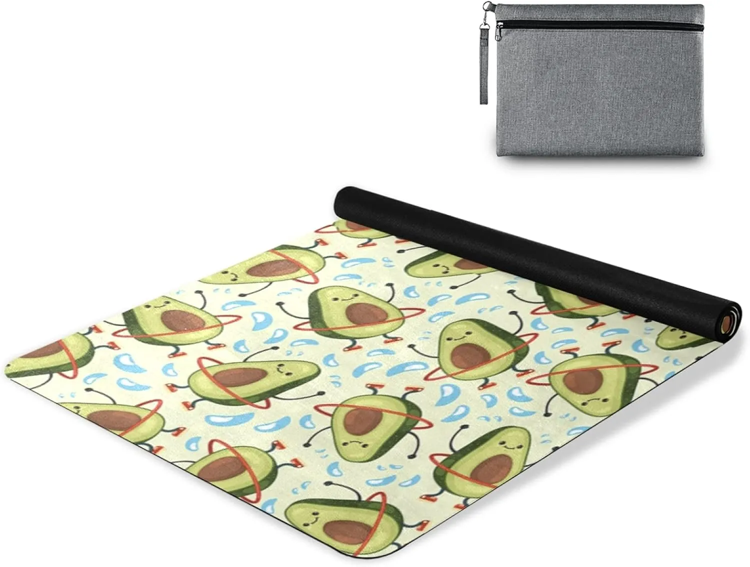 Oyihfvs 1mm Thick Non Slip Rubber Yoga Mat, Fitness Safe Exercise Mat with Bag, Durable Folding Workout Mat for Pilates and Floor Exercises