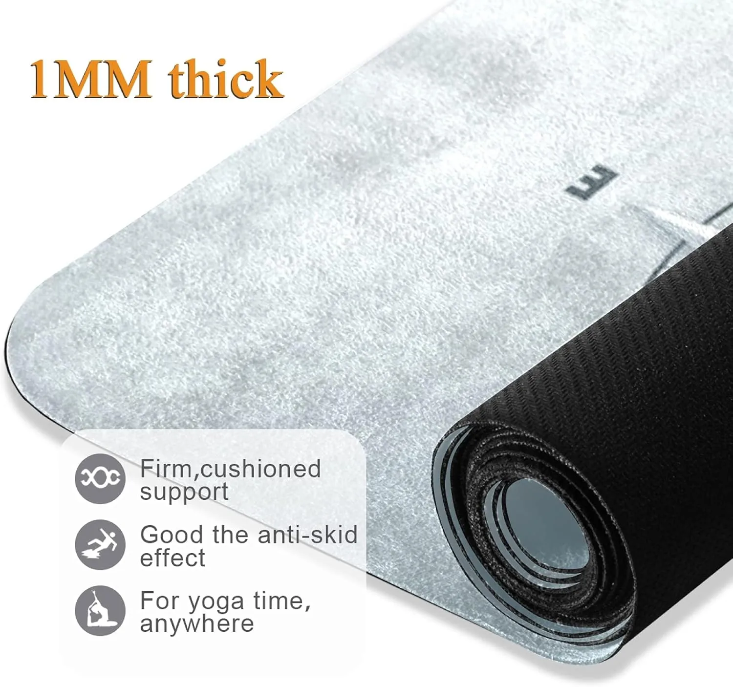Oyihfvs 1mm Thick Non Slip Rubber Yoga Mat, Fitness Safe Exercise Mat with Bag, Durable Folding Workout Mat for Pilates and Floor Exercises
