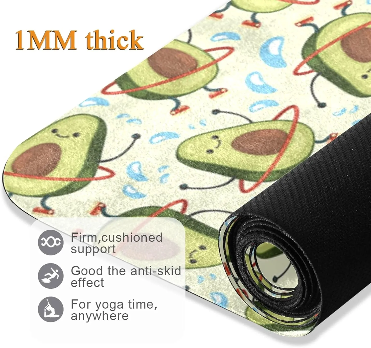 Oyihfvs 1mm Thick Non Slip Rubber Yoga Mat, Fitness Safe Exercise Mat with Bag, Durable Folding Workout Mat for Pilates and Floor Exercises