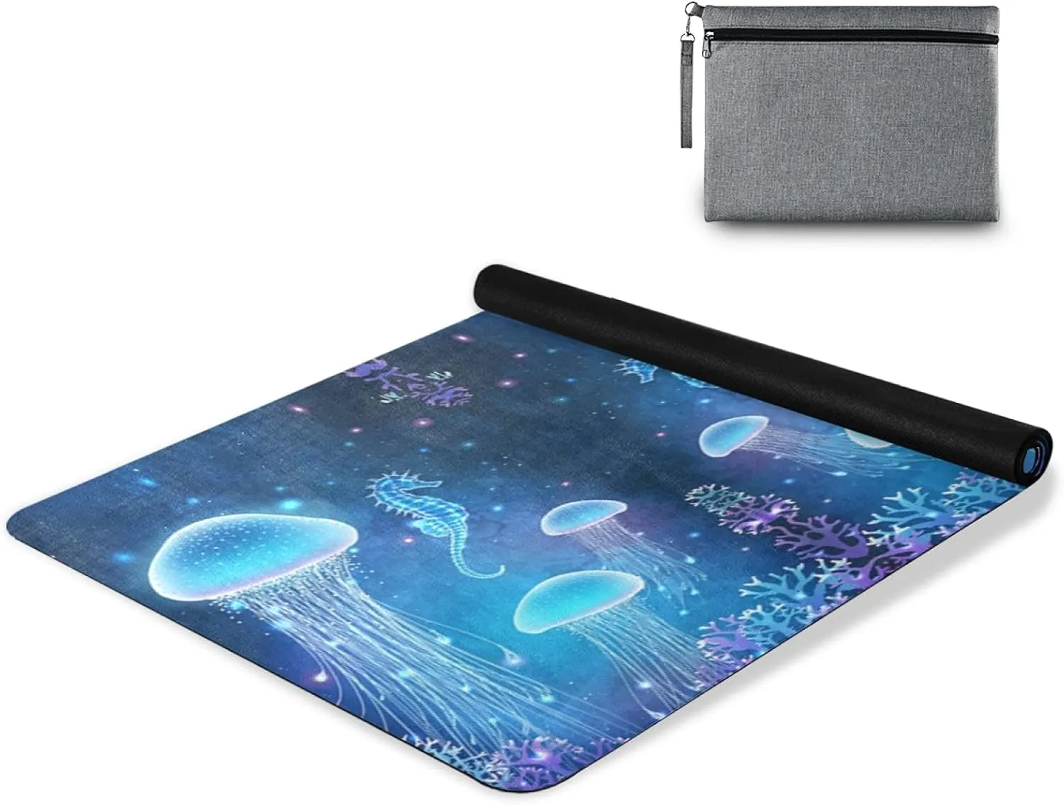 Oyihfvs 1mm Thick Non Slip Rubber Yoga Mat, Fitness Safe Exercise Mat with Bag, Durable Folding Workout Mat for Pilates and Floor Exercises