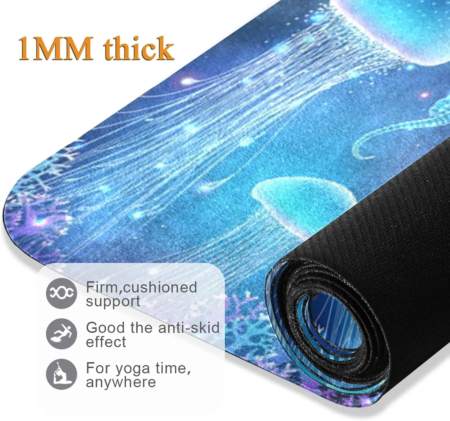 Oyihfvs 1mm Thick Non Slip Rubber Yoga Mat, Fitness Safe Exercise Mat with Bag, Durable Folding Workout Mat for Pilates and Floor Exercises