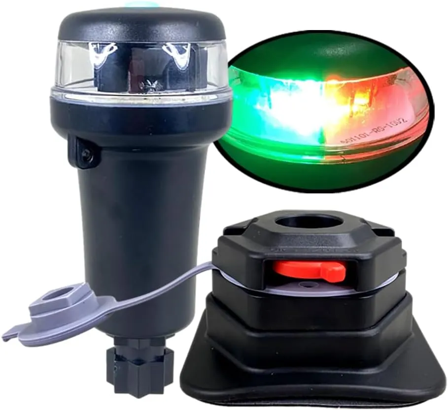 Pactrade Marine Navigation Lights for Boats LED - Red/Green Battery Powered Nav Lights for Boats - Surface Mounts (Curved), Fixed Base, 3-Mode Operation - 1NM Waterproof