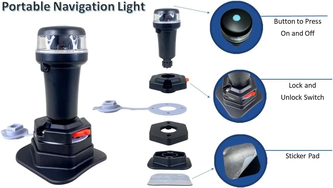Pactrade Marine Navigation Lights for Boats LED - Red/Green Battery Powered Nav Lights for Boats - Surface Mounts (Curved), Fixed Base, 3-Mode Operation - 1NM Waterproof