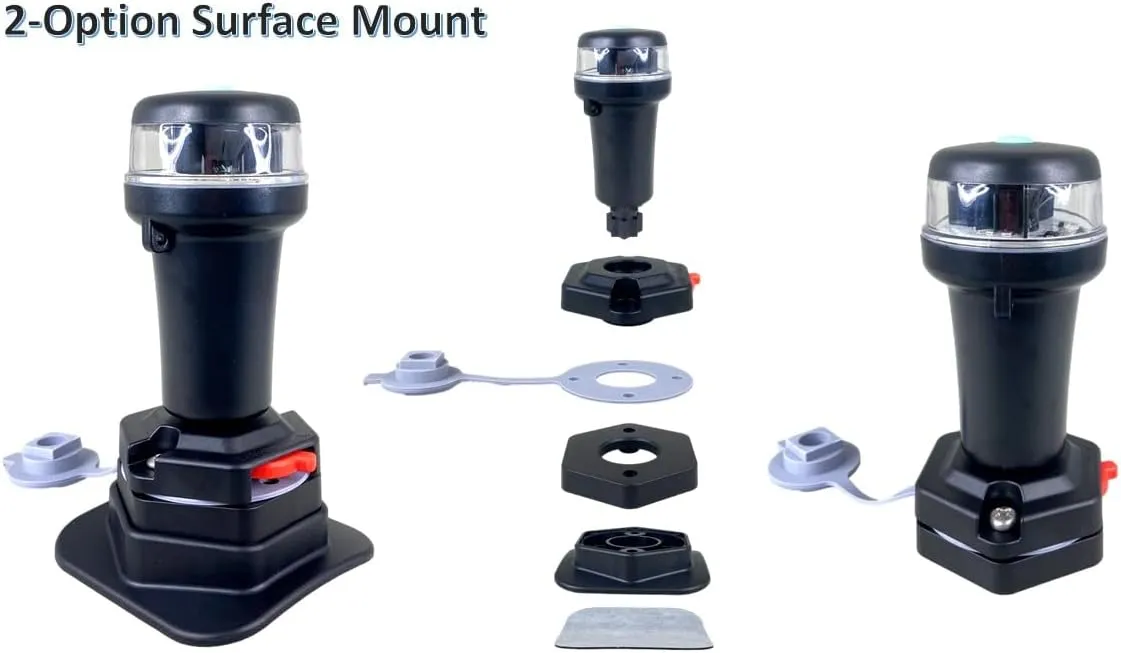 Pactrade Marine Navigation Lights for Boats LED - Red/Green Battery Powered Nav Lights for Boats - Surface Mounts (Curved), Fixed Base, 3-Mode Operation - 1NM Waterproof