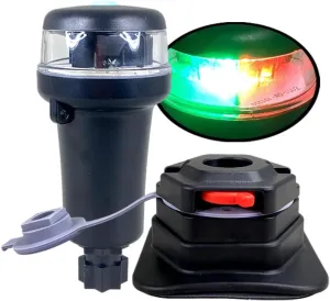 Pactrade Marine Navigation Lights for Boats LED - Red/Green Battery Powered Nav Lights for Boats - Surface Mounts (Curved), Fixed Base, 3-Mode Operation - 1NM Waterproof