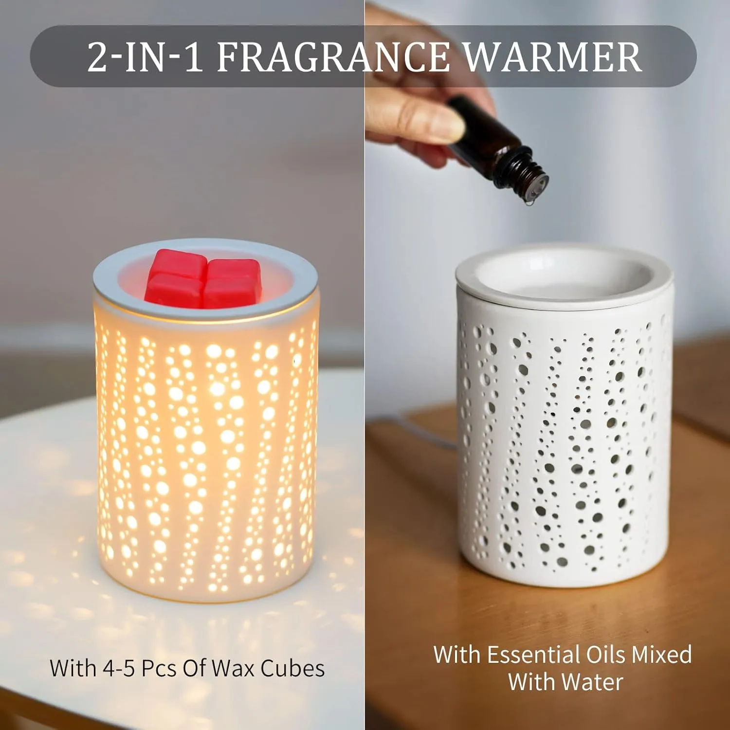 PALANCHY Wax Melt Warmer Ceramic Oil Burner Electric Candle Wax Warmer Burner Melter Fragrance Warmer for Home Office Bedroom Aromatherapy Gift & Decor 2 Bulbs Included Gift Box Packaged