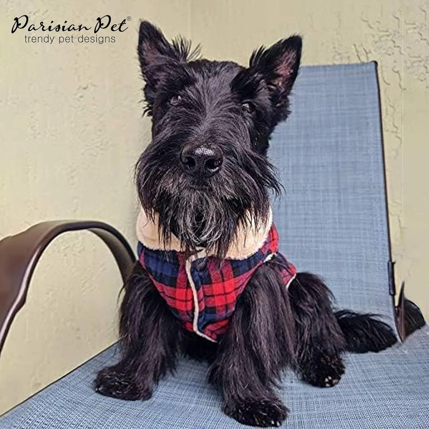 Parisian Pet Scottish Red Plaid Winter Coat - Windproof Jacket for Cold Weather - Warm Fleece Vest for Medium Dogs M