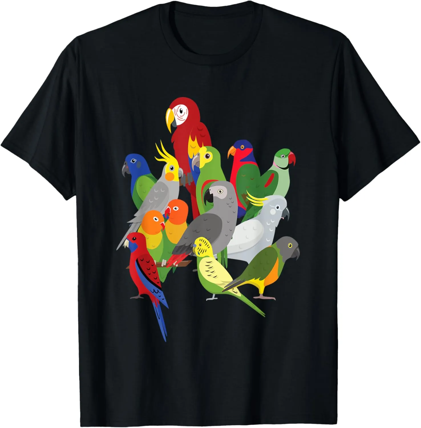 Parrot Herd - Macaw, Cockatoo, Grey Grey & Budgies T-Shirt