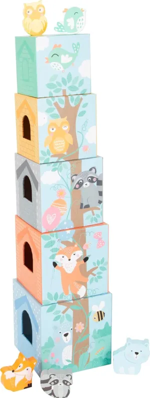 Pastel Animals Stacking Tower by Small Foot – Nesting and Stacking Cups – Building Blocks Develop Fine Motor Skills – Classic 10 Piece Educational Game for Toddlers – Ages 12  Months