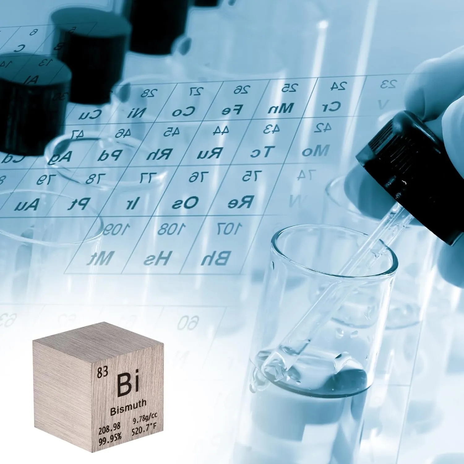 PATIKIL 1 Inch Bismuth Cube Metal Element High Density Block Pure Periodic Magnesium Block for Element Collections Teacher Lab Scientific Experiment, 25.4 mm