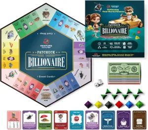 Paycheck to Billionaire: Master Financial Freedom - Smart Investing & Cost Management Board Game - Ideal for Game Night, Educational Play - Perfect for Boys and Girls Ages 8 , Adults and Family