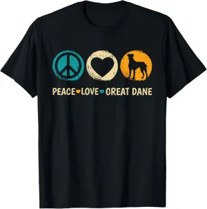Peace Love Great Dane Dog Lover Puppy Owner Animal Groomer T-Shirt