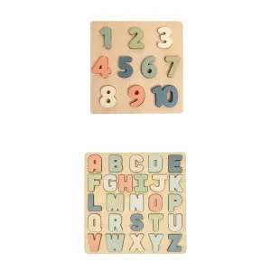 Pearhead Wooden 123 Numbers Puzzle   Wooden Alphabet Puzzle, Baby and Toddler Ages 1  Years