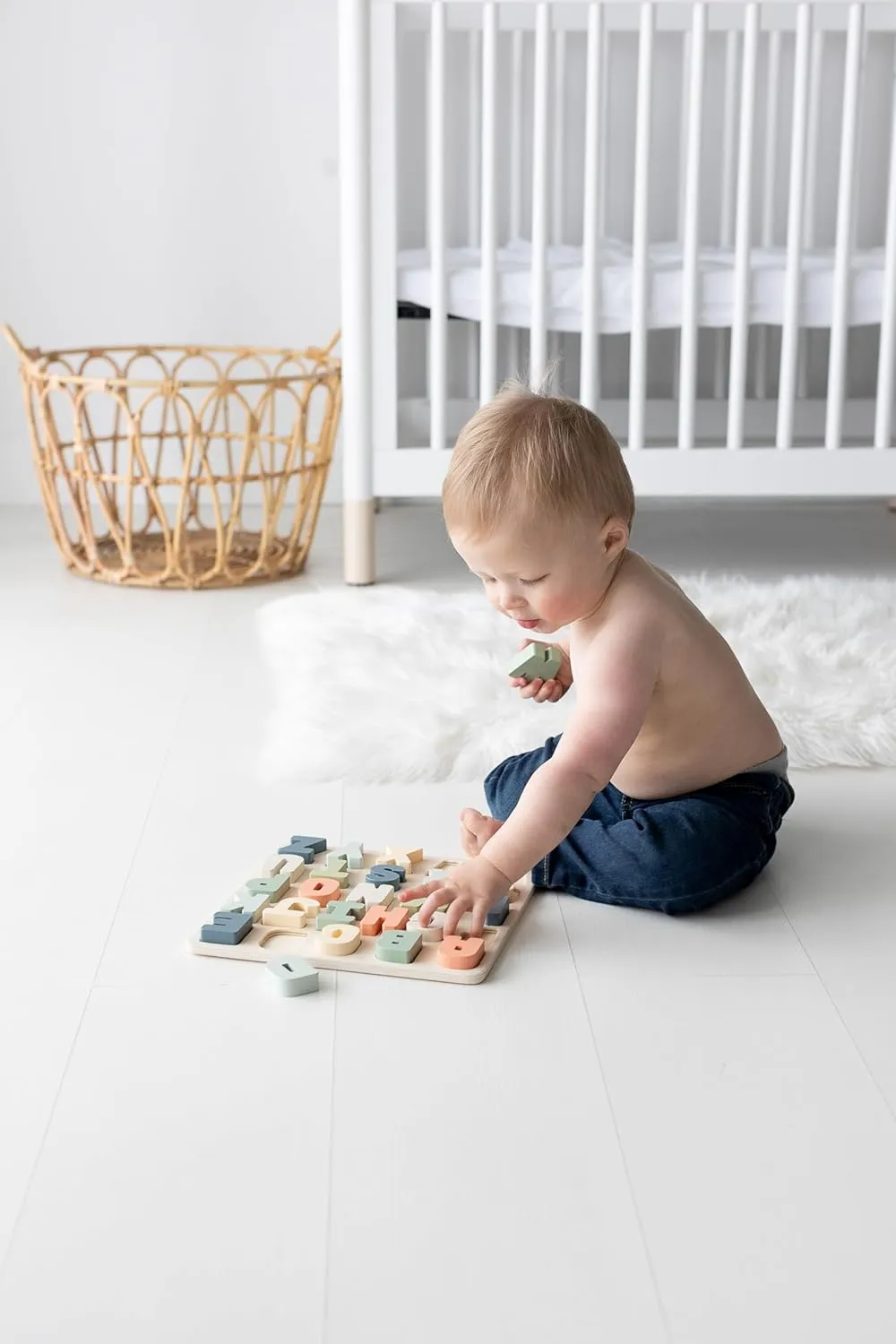 Pearhead Wooden Alphabet Puzzle, Colorful ABC Letters, Interactive Learning Board Educational Montessori Toy, Baby and Toddler Ages 1  Years