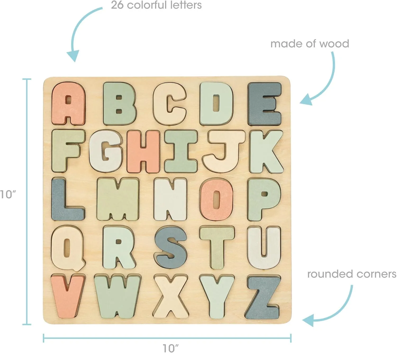 Pearhead Wooden Alphabet Puzzle, Colorful ABC Letters, Interactive Learning Board Educational Montessori Toy, Baby and Toddler Ages 1  Years