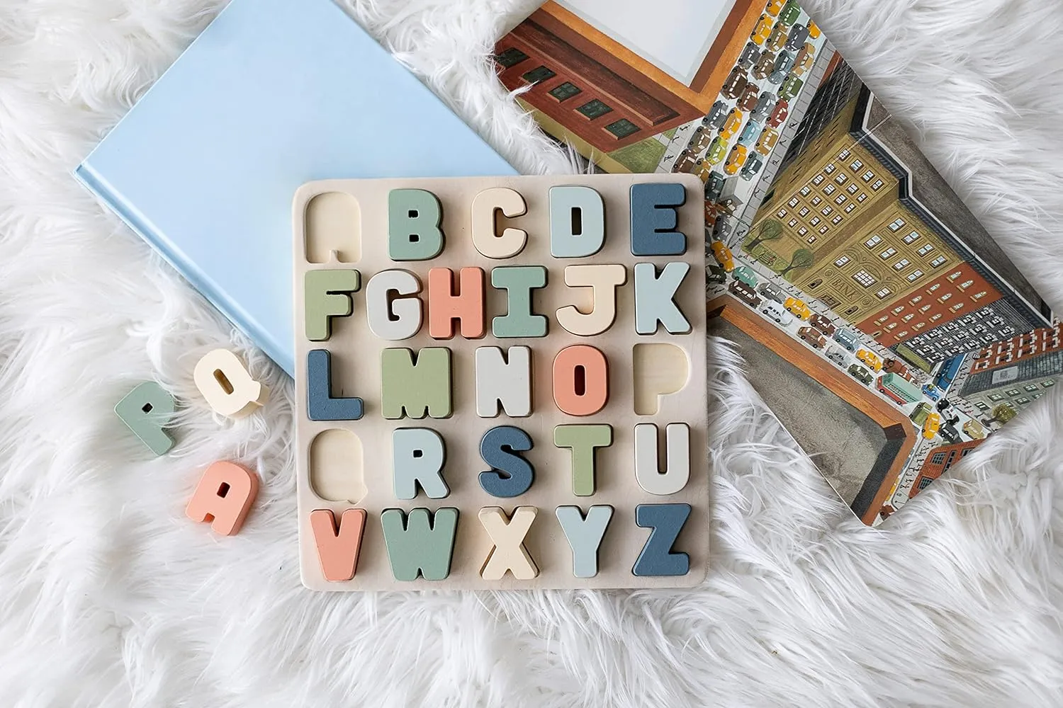 Pearhead Wooden Alphabet Puzzle, Colorful ABC Letters, Interactive Learning Board Educational Montessori Toy, Baby and Toddler Ages 1  Years